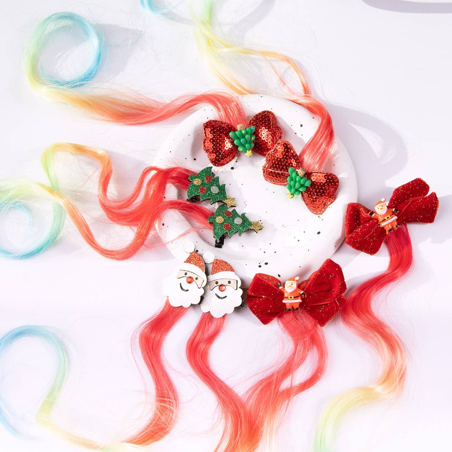 CHRISTMAS WIG SANTA CLAUS CHRISTMAS TREE BOW