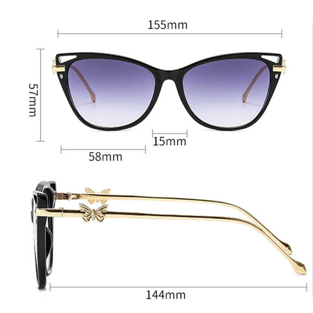 Elegant Butterfly Cat Eye Retro Fashion Sunglasses