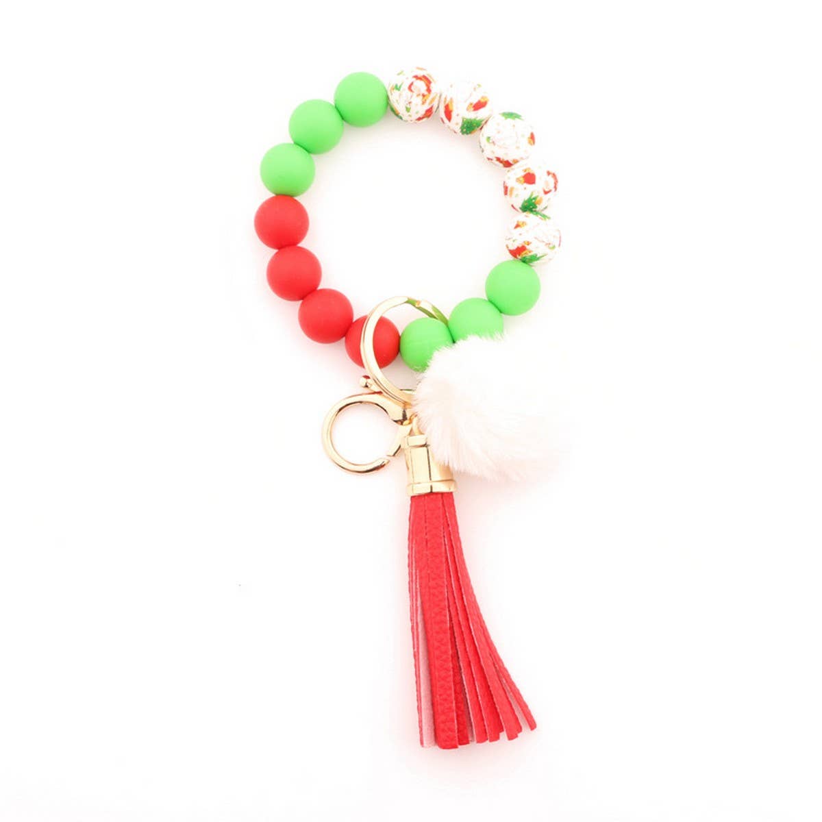 Christmas Silicone Bead Bracelet Keychain Gift