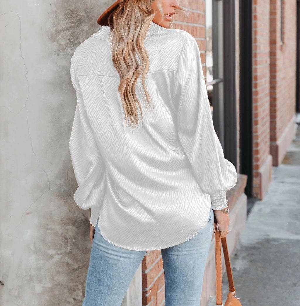 LAPEL BREASTED LOOSE LANTERN LONG-SLEEVED SHIRT