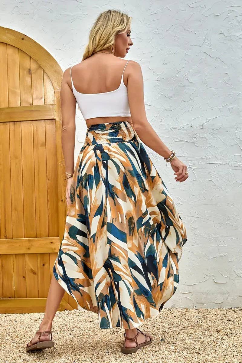 CWBMS0457_BOHO ETHNIC PRINT A-LINE CASUAL SKIRT