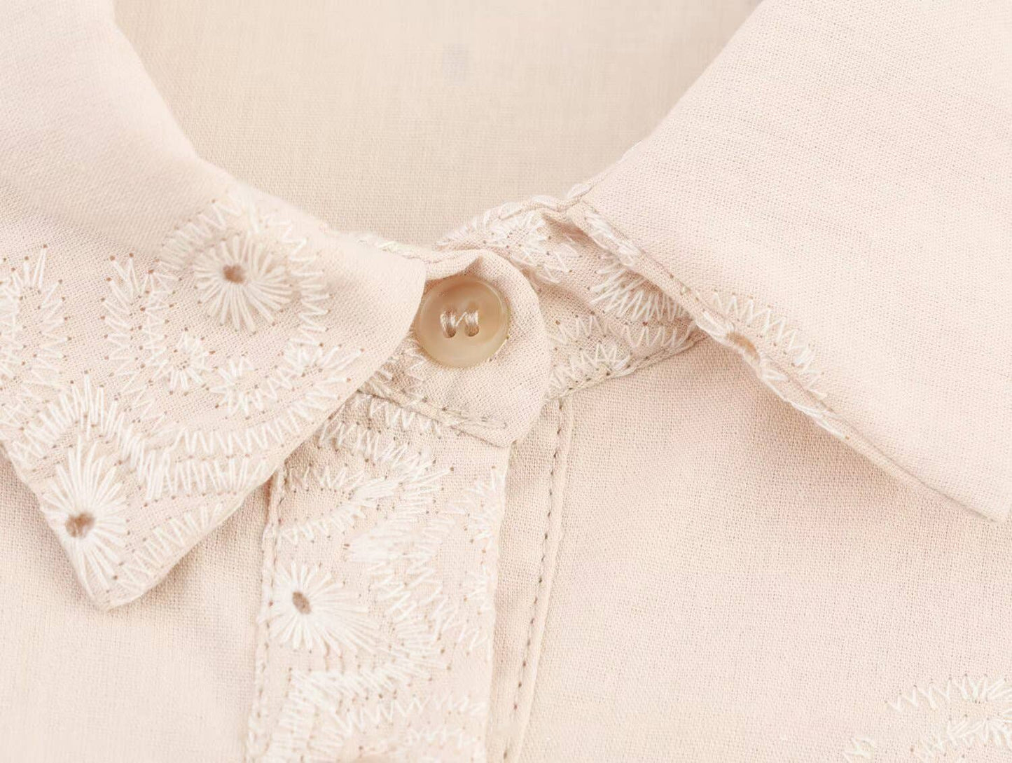 Lapel with hollow-out belt embroidery dress