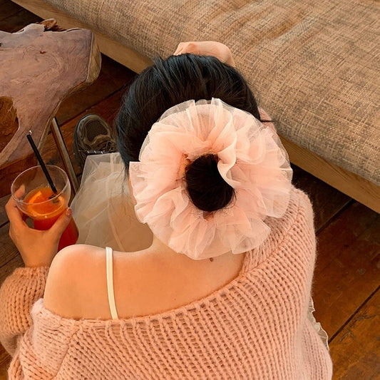 Pink Ballet Lace Bow Scrunchie for Sweet Updos_CWAHA5513
