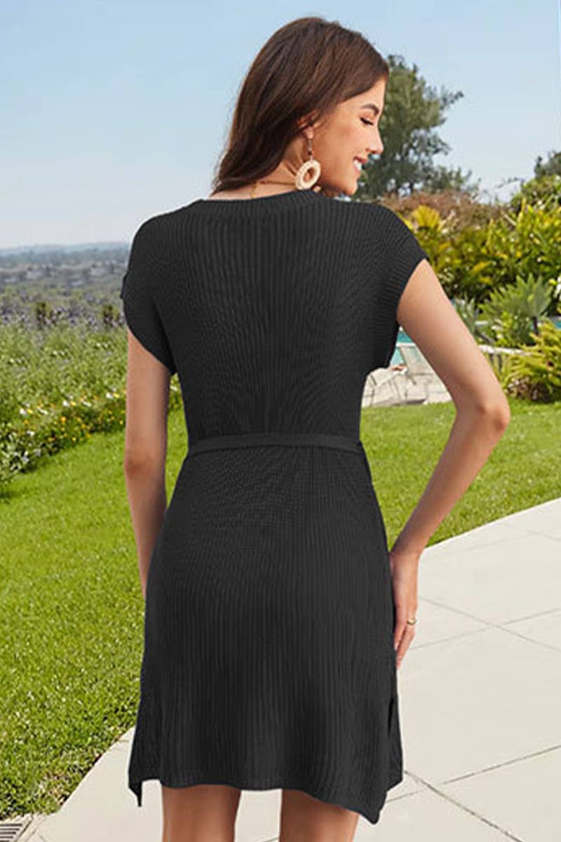 FASHION PLUS-SIZE SPLIT MIDSIZE WOMEN'S DRESS