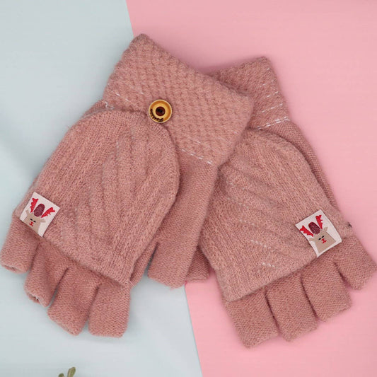 HALF FINGER FLAP KNITTED WARM GLOVES_CWAG0168