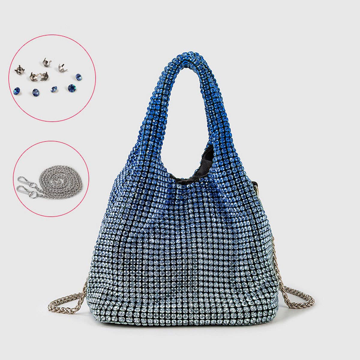 PORTABLE BUCKET BAG ELEGANT RHINESTONE EVENING BAG_CWAB3586