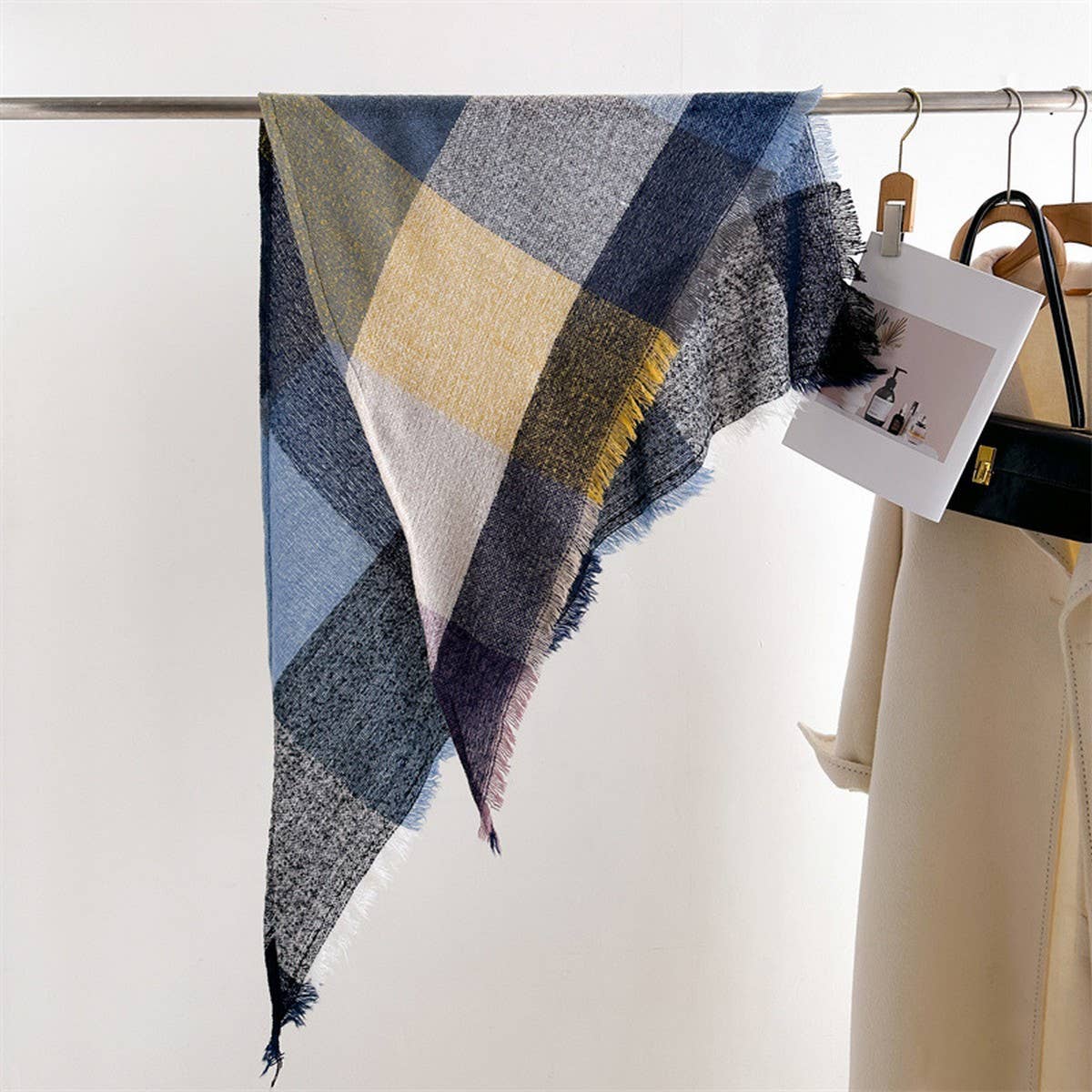 Colorful Plaid Tassel Scarf for Fall Winter