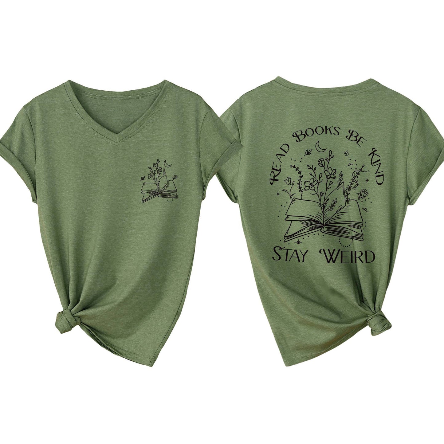 V-neck short-sleeved double-sided printed Top