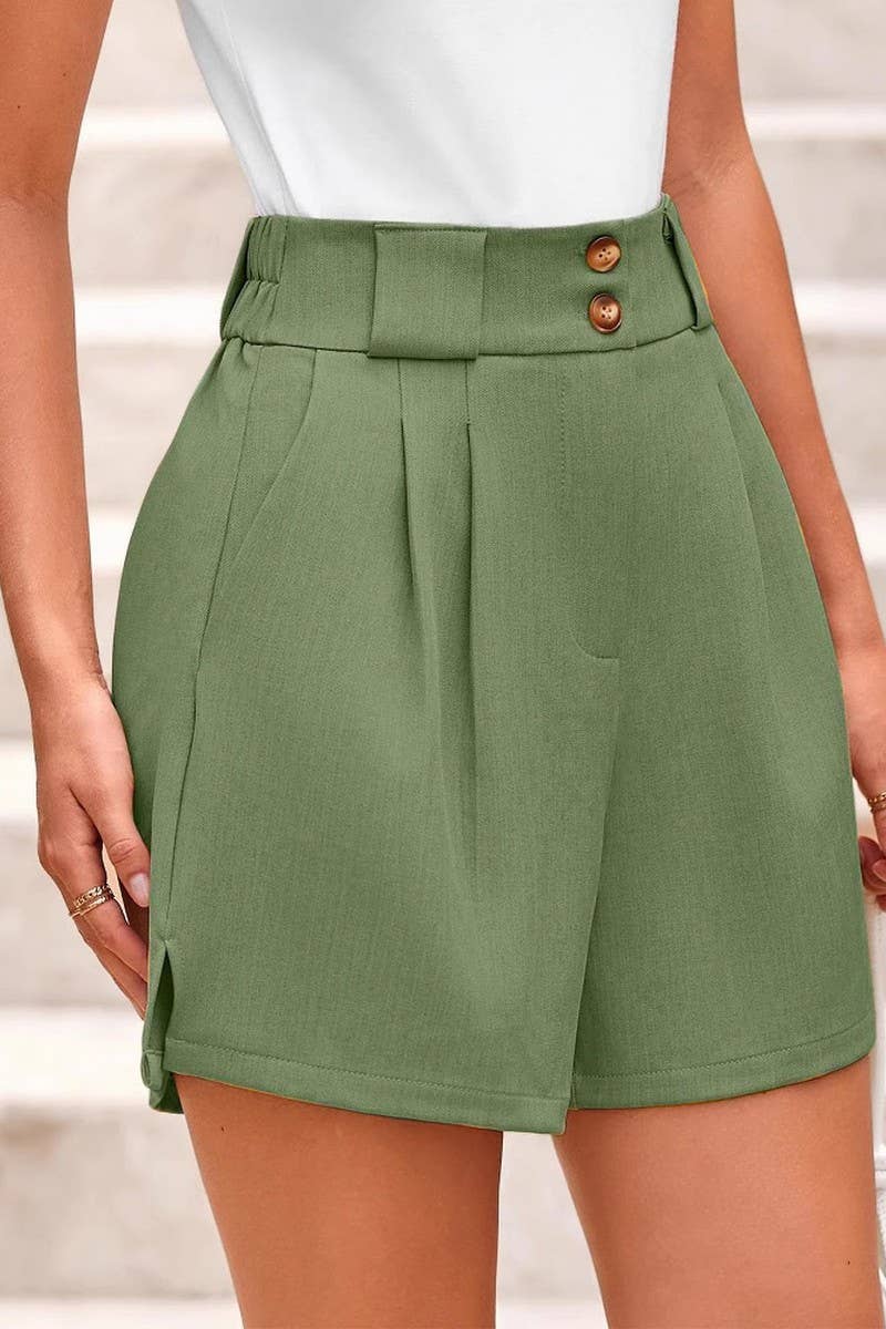 CWBSP00628_2025 WOMEN HIGH WAIST CASUAL SHORTS WITH POCKETS