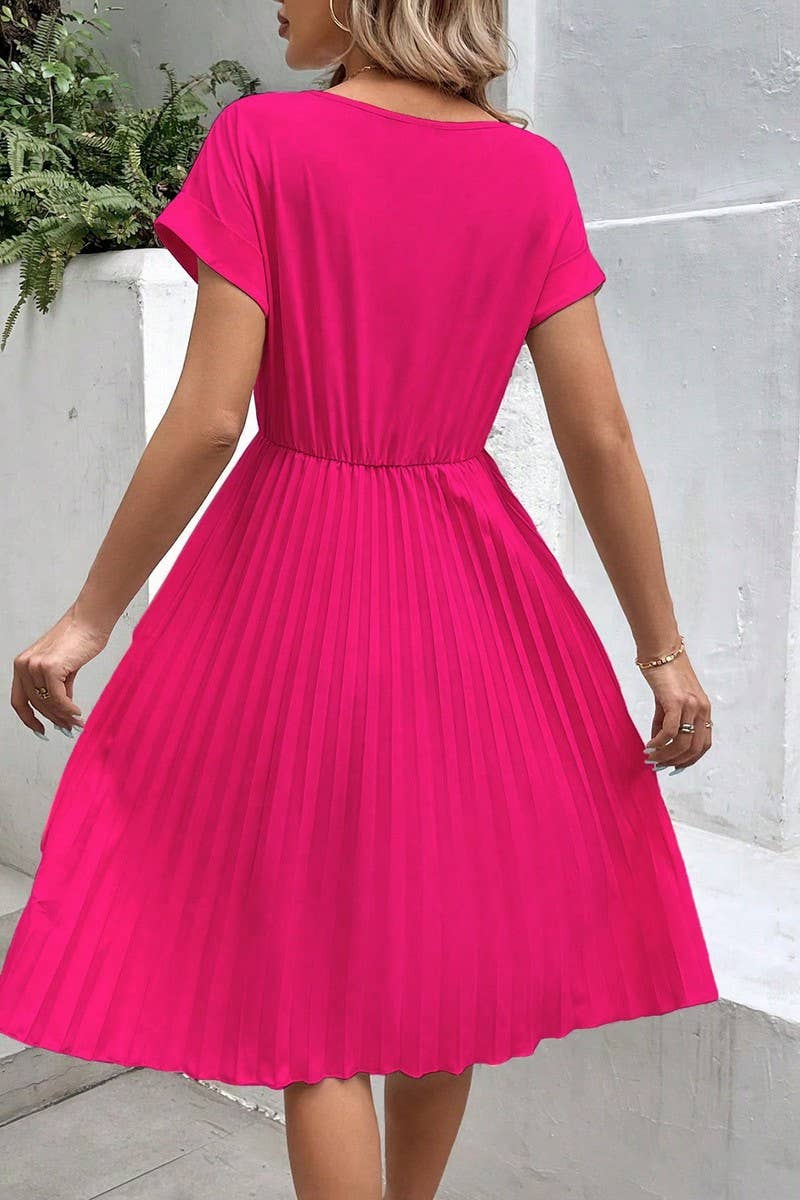 CWDMD5375_SOLID COLOR LOOSE FIT A-LINE DRESS