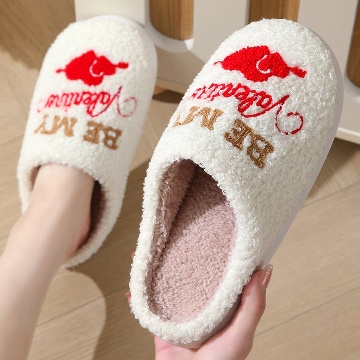 VALENTINE'S DAY LOVE COTTON FUZZY SLIPPERS WOMEN