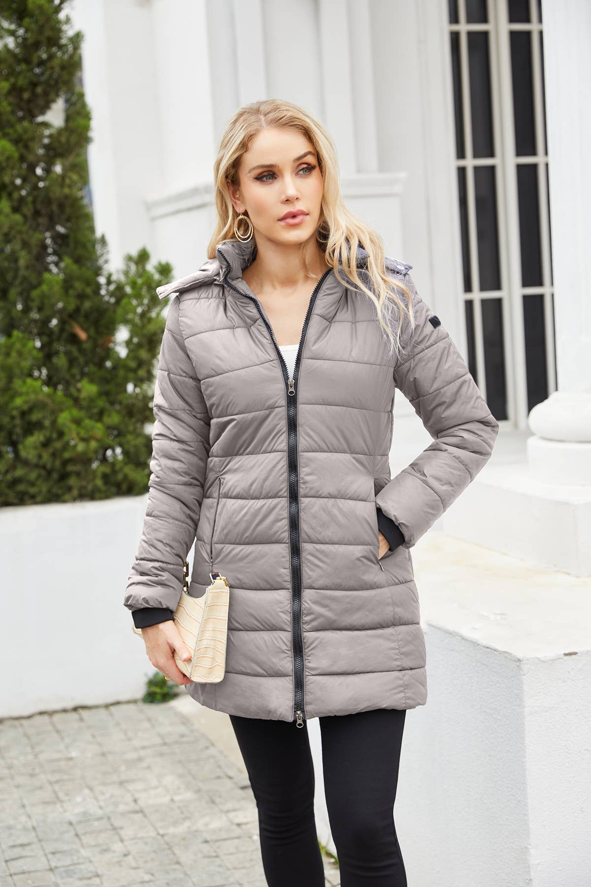 Waterproof cotton-padded jacket with removable cap