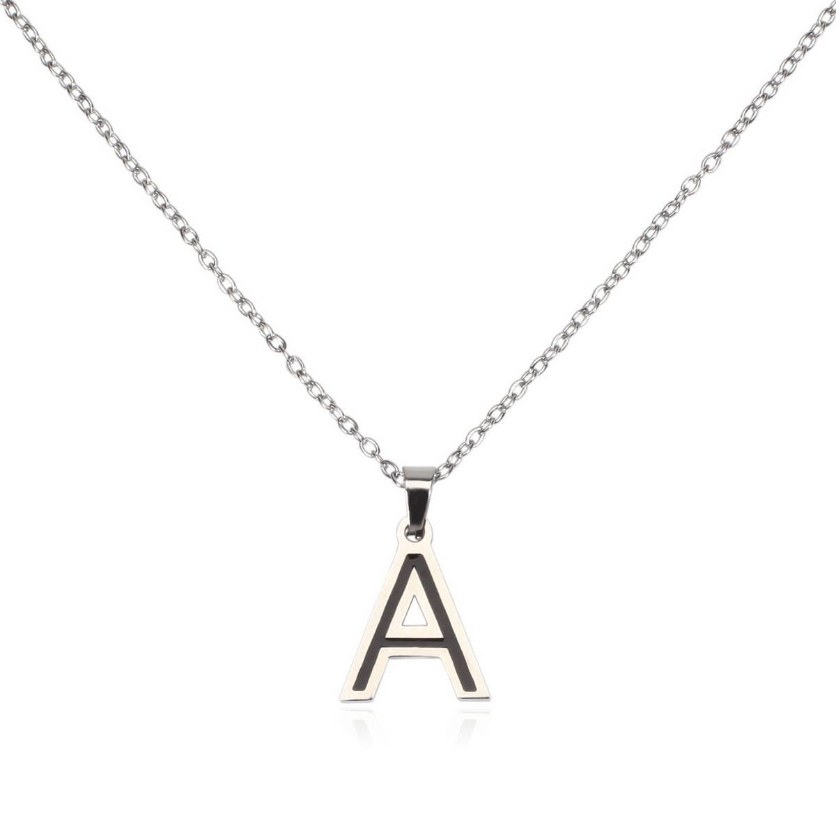 CWAJE05716_STAINLESS STEEL ALPHABET LETTER PENDANT NECKLACE