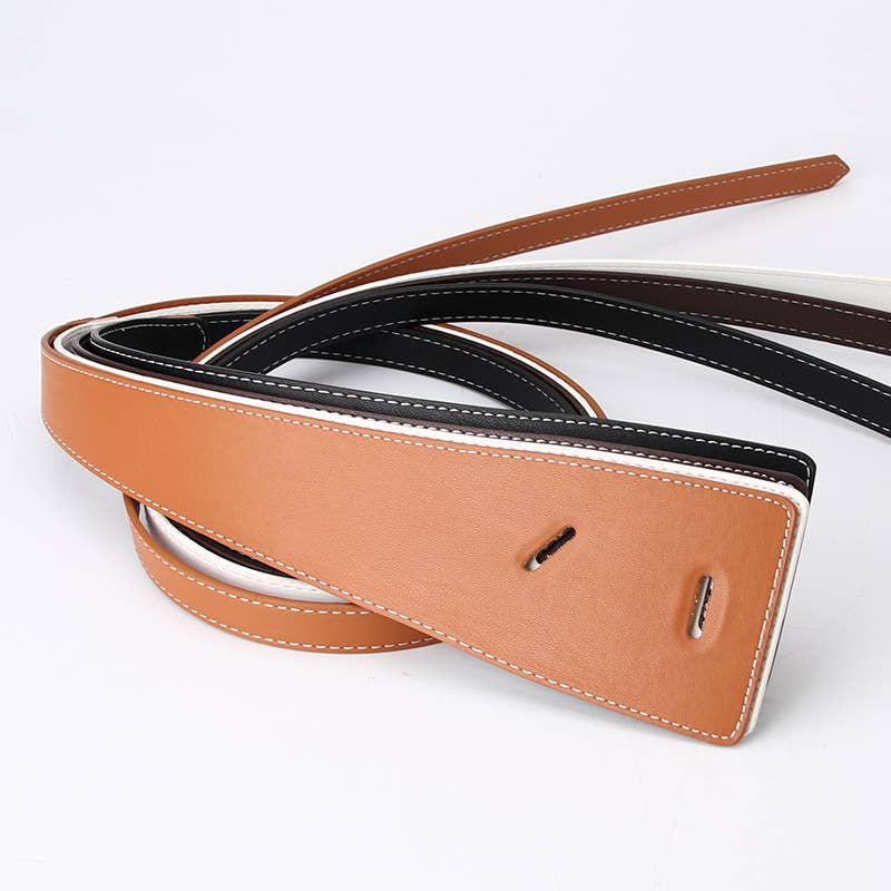 The knotted wide belt dress decorates the belt