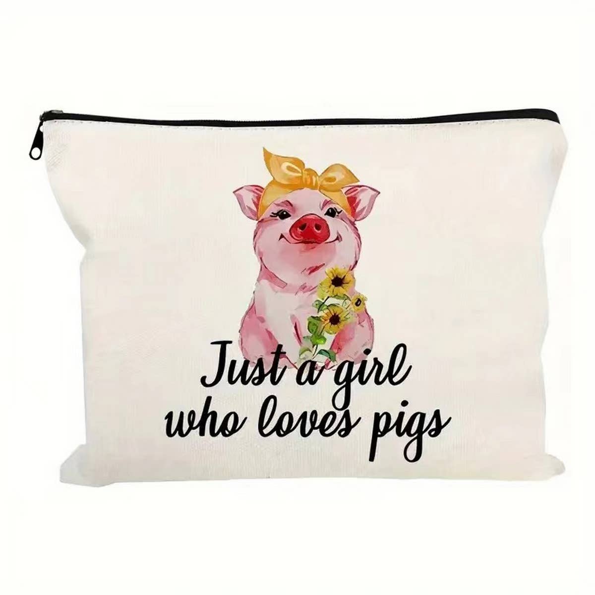 WOMEN LINEN WATERPROOF ZIPPER COSMETIC BAG_CWAB2246