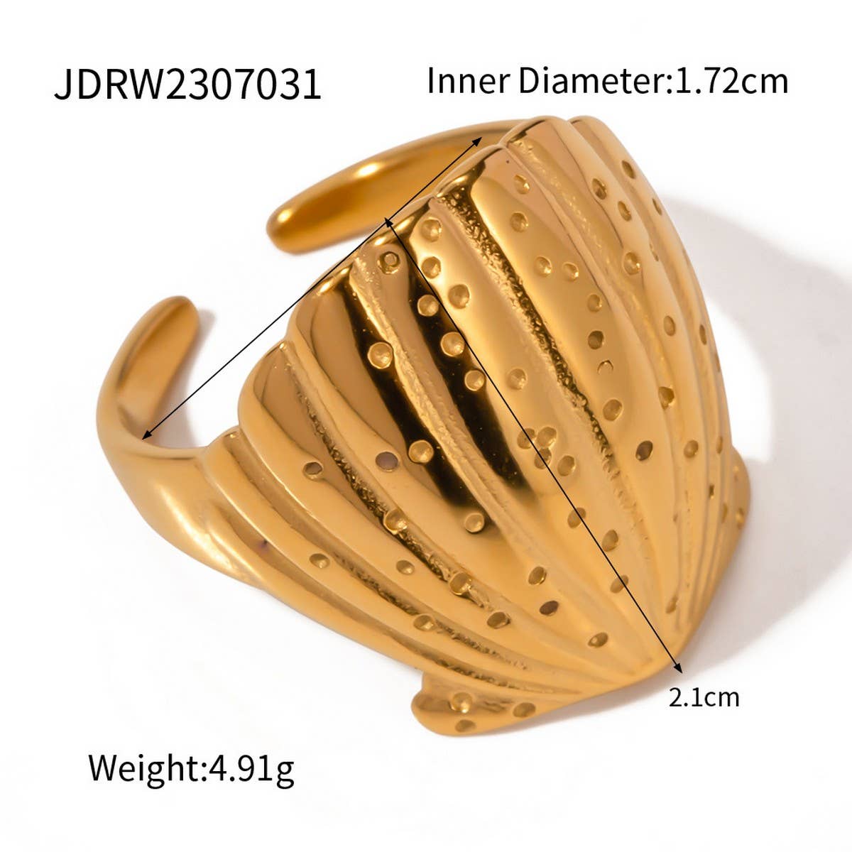 GOLD PLATED STAINLESS STEEL SHELL RINGS