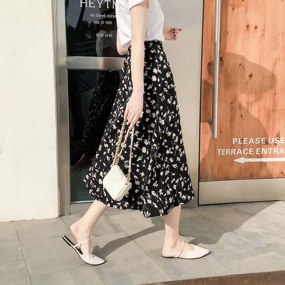 Floral high-waisted slim-fit style skirt