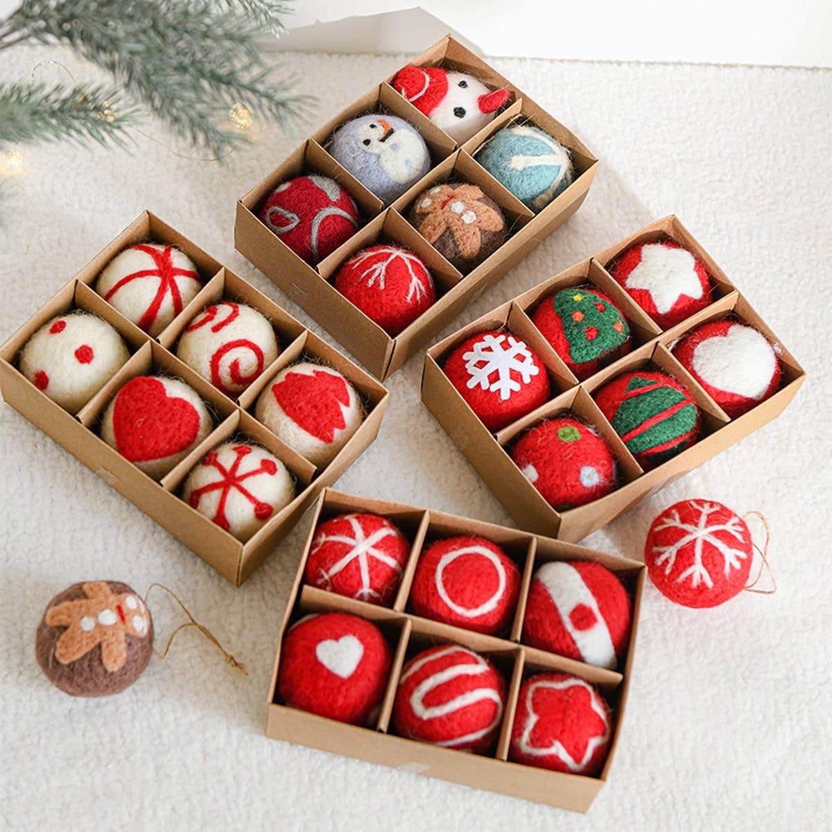 Wool Felt Snowflake Balls Xmas Tree Decor Set_CWMM9784