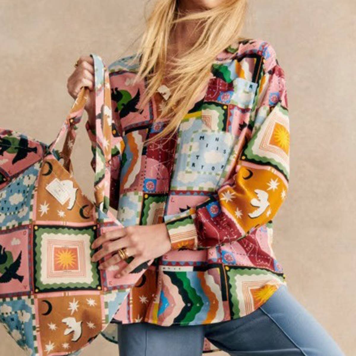 STYLISH PRINTED LAPEL SINGLE-BREASTED SHIRT