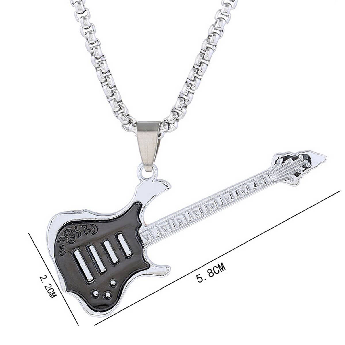 GUITAR PENDANT LONG STAINLESS STEEL NECKLACE