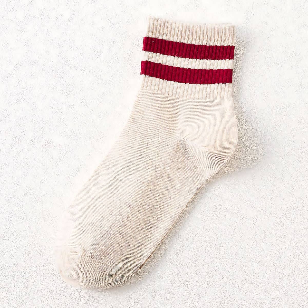 2-Stripe Cotton Mid Socks for Women, Wholesale_CWMS070