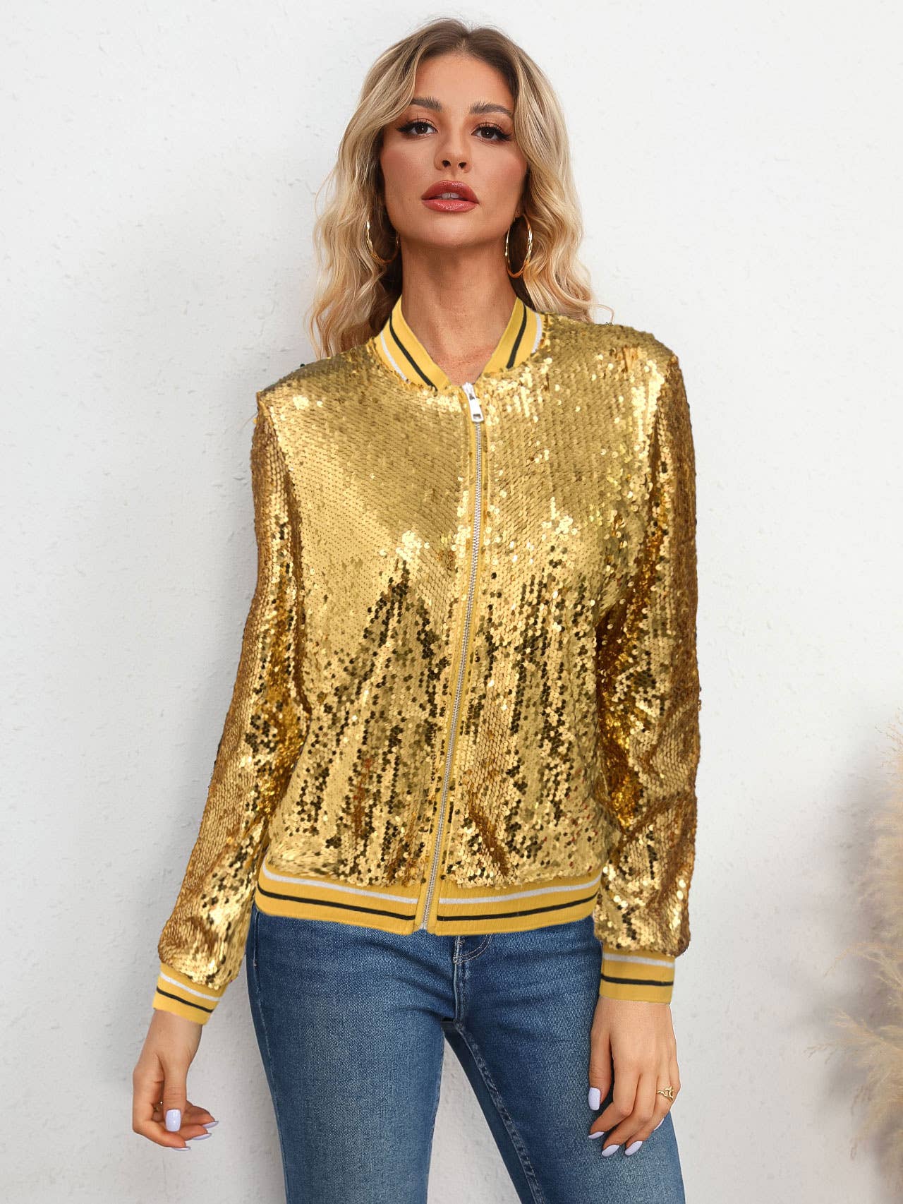 STYLE SHORT SEQUIN JACKET WITH CARDIGAN JACKET