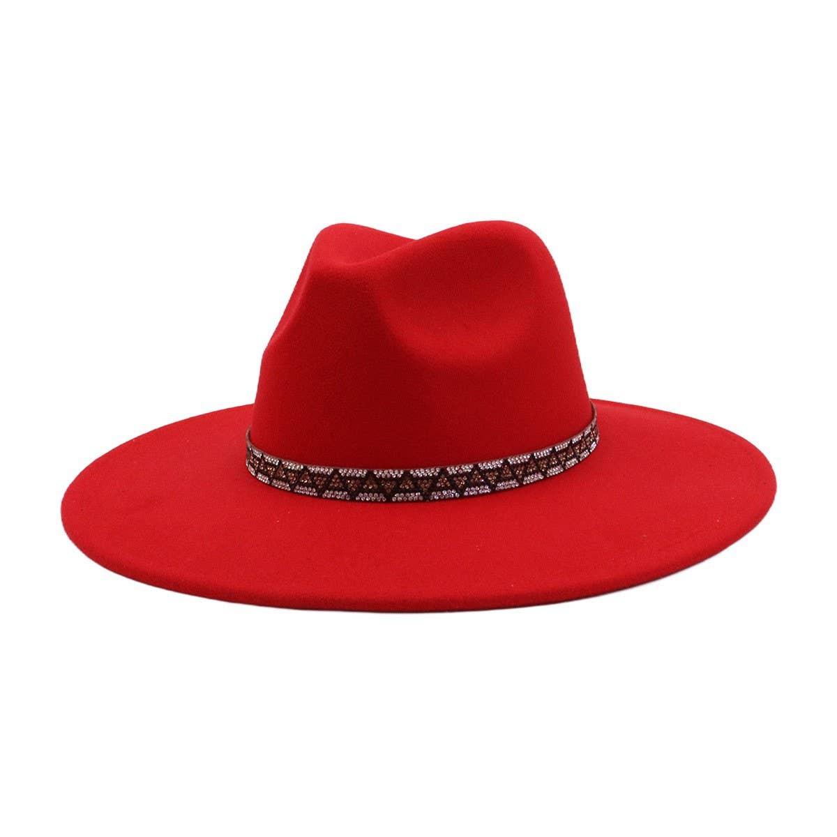 Heart Top Wide Brim Wool Blend Fedora Hat for All_CWAH04378