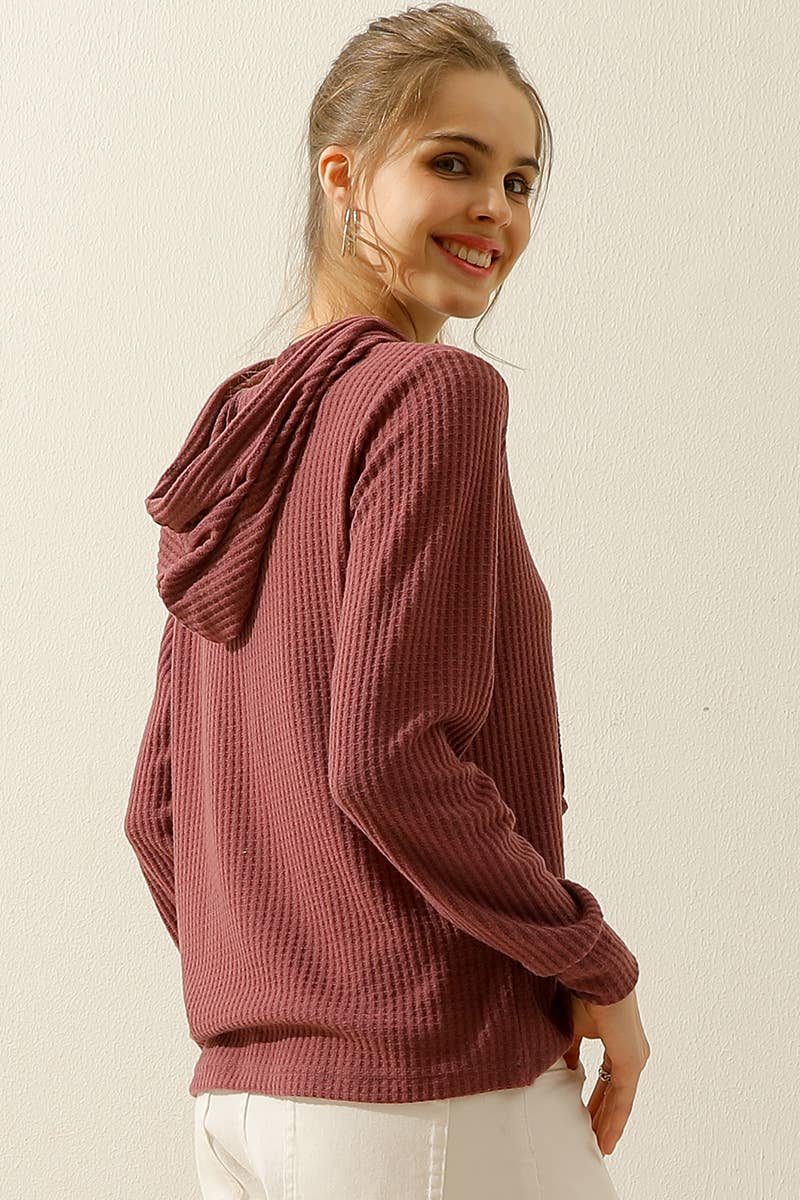 CWOHOL444-P_ PLUS SIZED HOODED WAFFLE KNIT SWEATER TOP