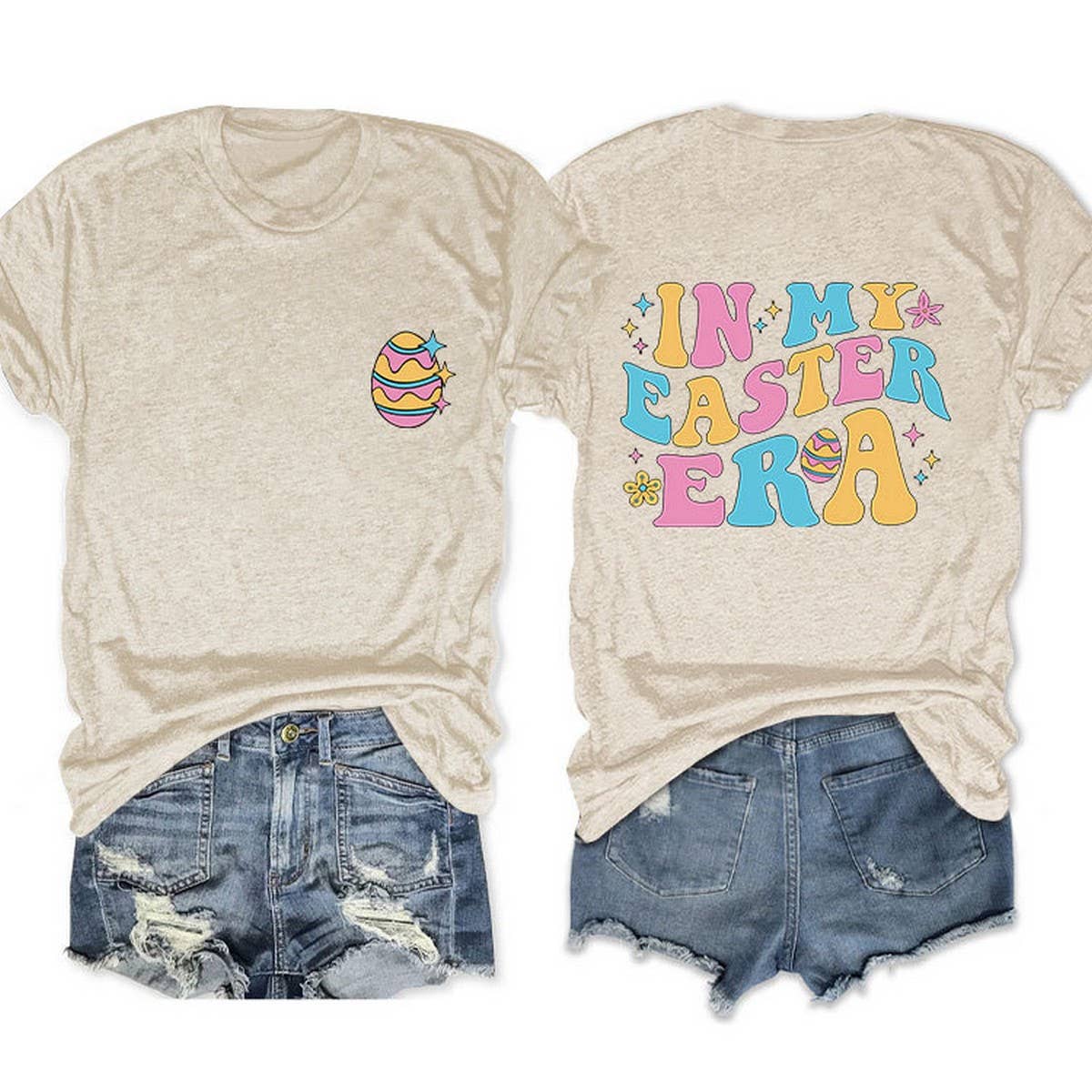 EASTER TREND DOUBLE SIDED LETTER PRINTED TEES_CWTTS0869