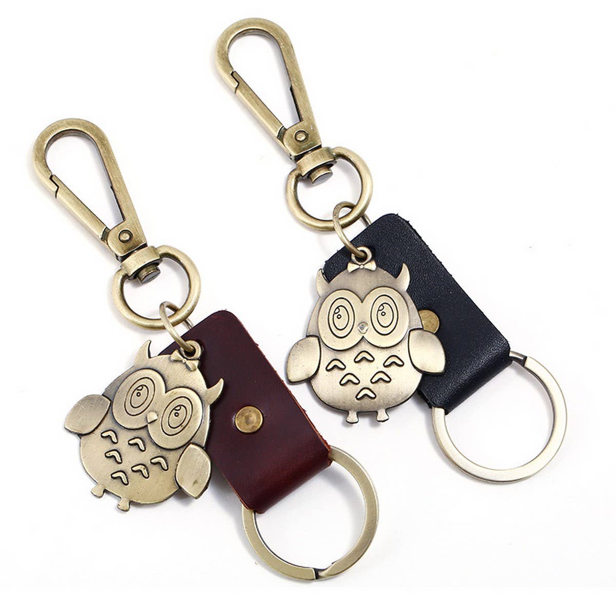 CREATIVE CARTOON OWL LEATHER CAR KEYCHAIN