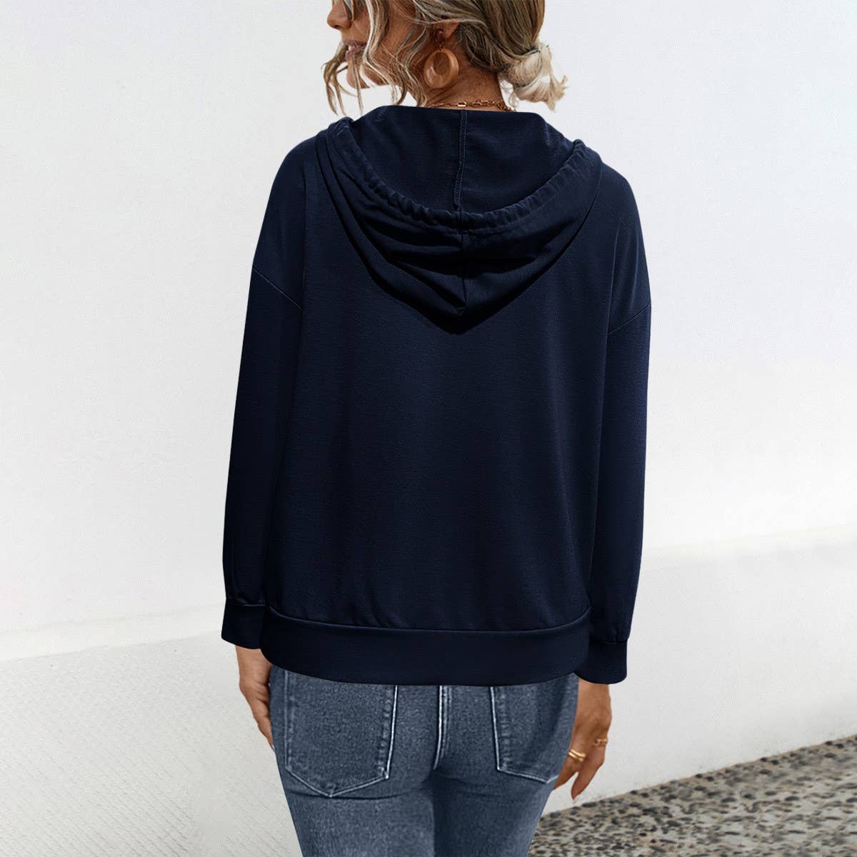 Fashion hooded patchwork color casual hoodie