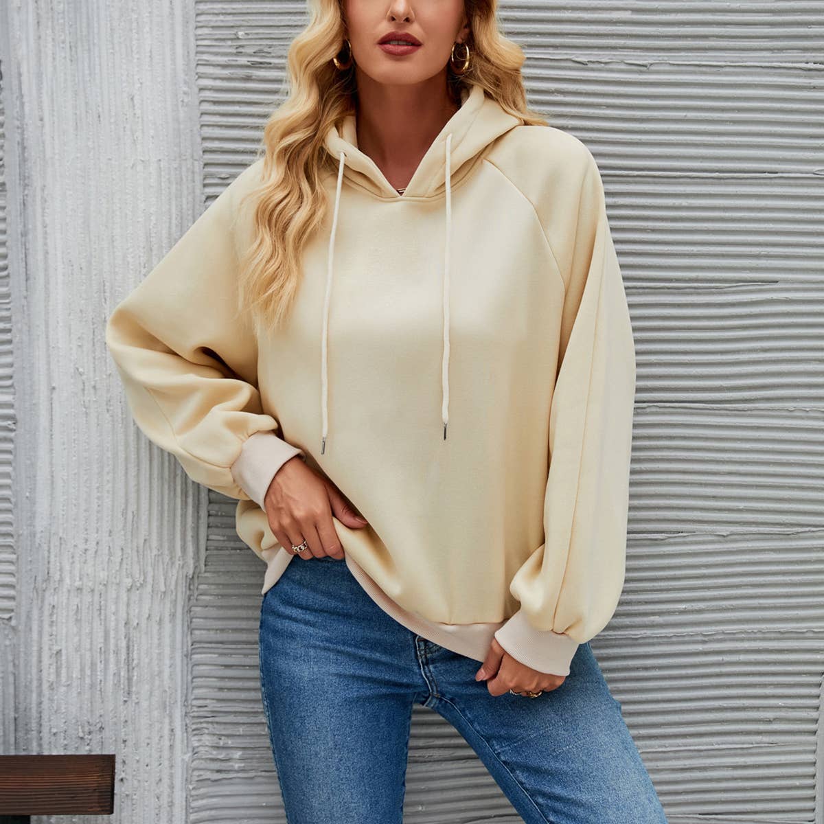 Fashion simple solid color casual hoodie