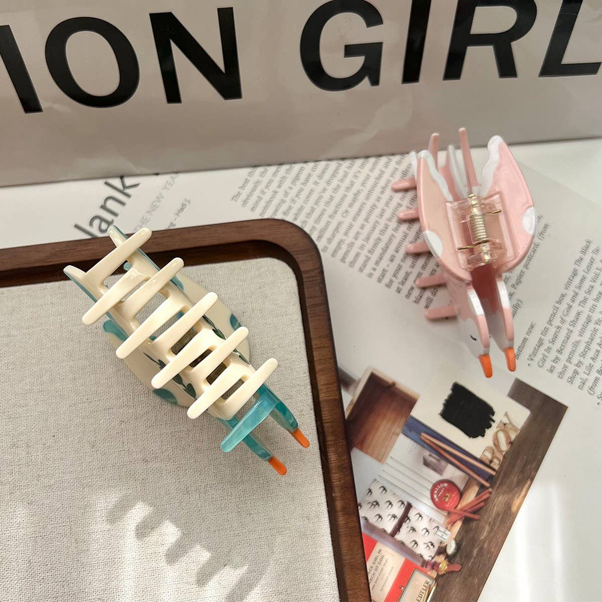 Swallow Acetate Hair Claw, Bird-Inspired Back Clip