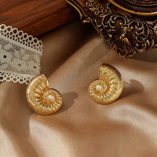 VINTAGE HIGHLIGHT BEAD TITANIUM STEEL EARRINGS