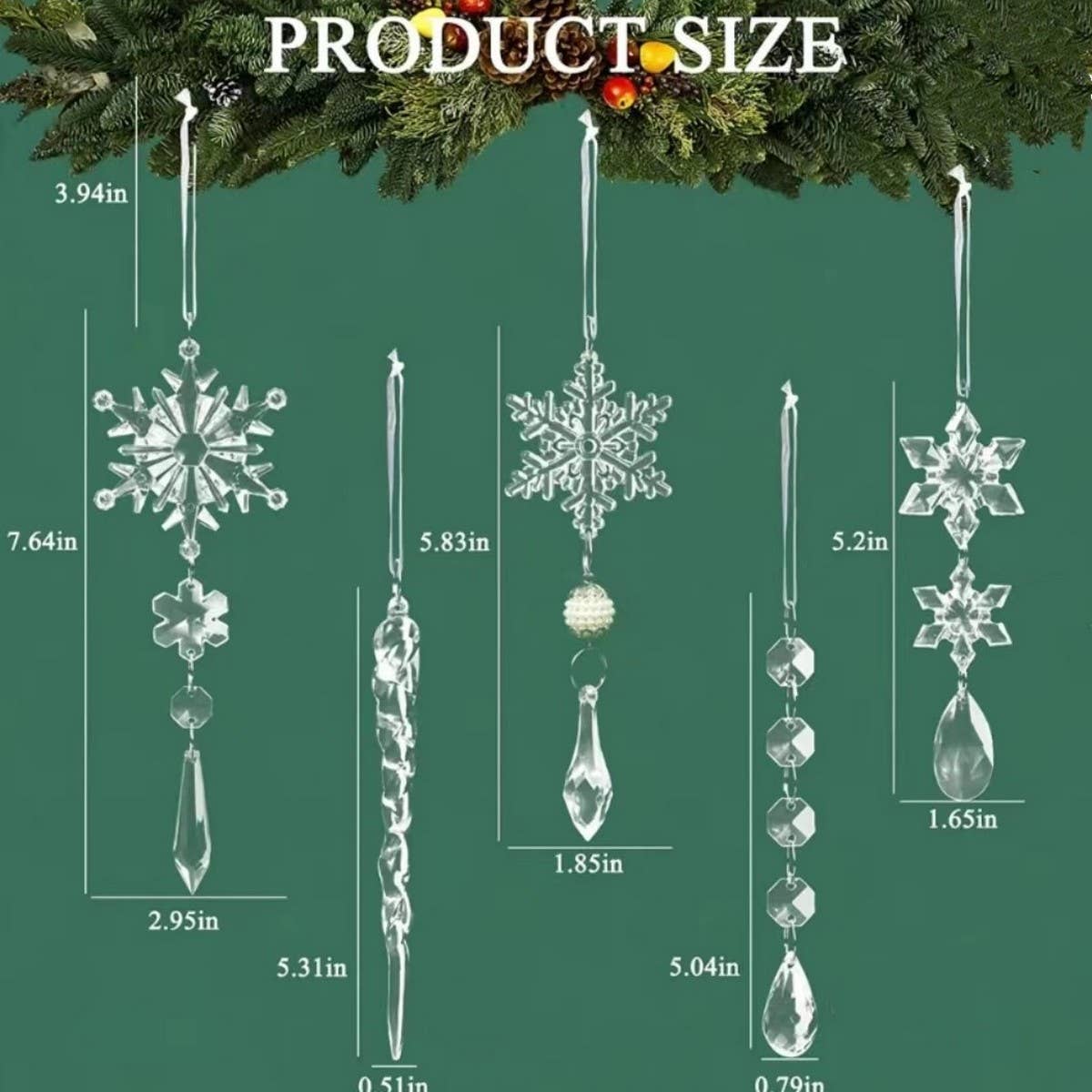 CWMM10168_CHRISTMAS ACRYLIC ICICLE SNOWFLAKE ORNAMENTS