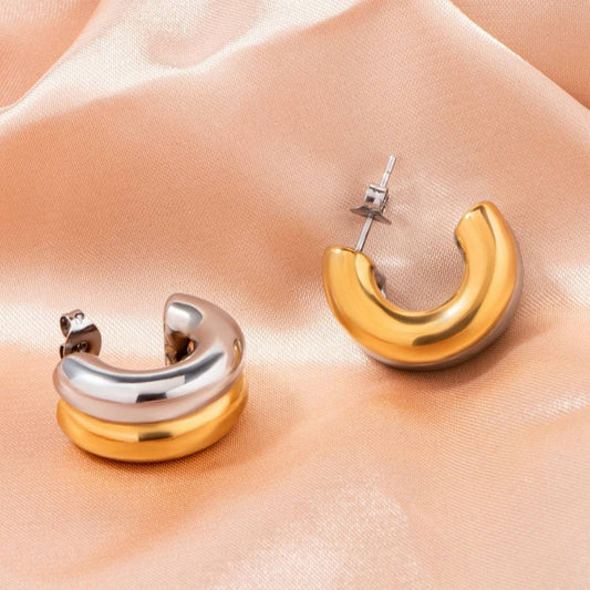 GEOMETRIC GOLD-PLATED FASHION DOUBLE-LAYER EARRINGS