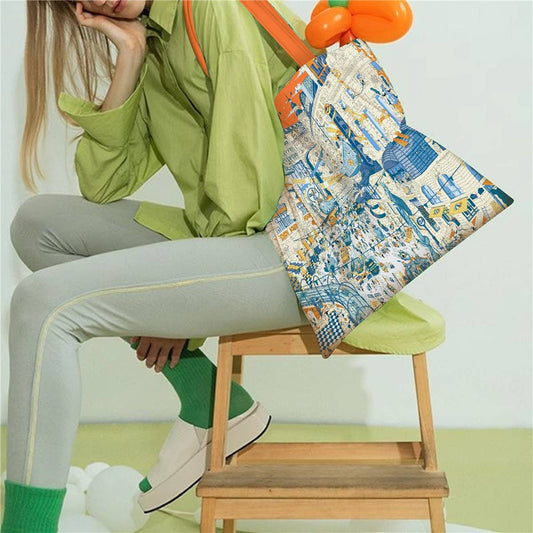 Paris City Canvas Tote Bag for Women_CWAB5132