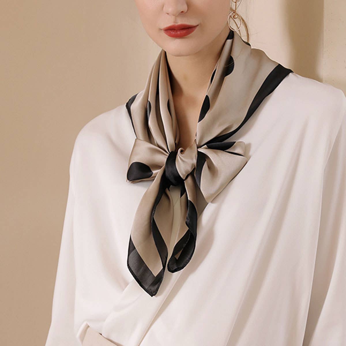 Women?™s 35" Polka Dot Silky Wrap Neck Scarf