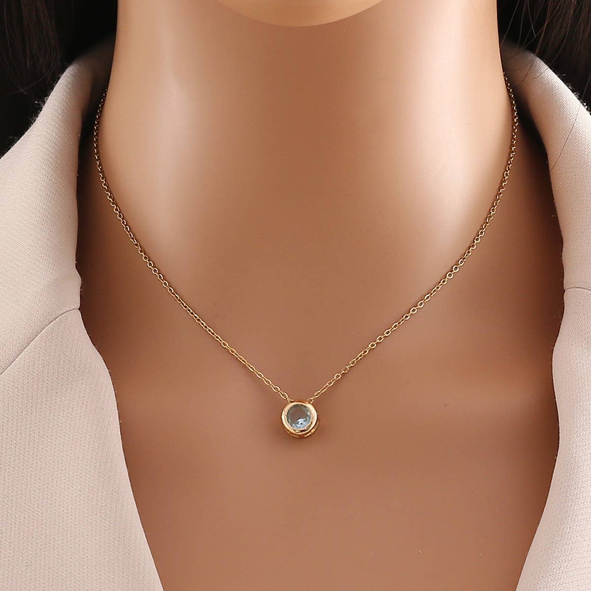 FASHION ROUND ZIRCONIUM CLAVICLE CHAIN NECKLACE_CWAHA0877