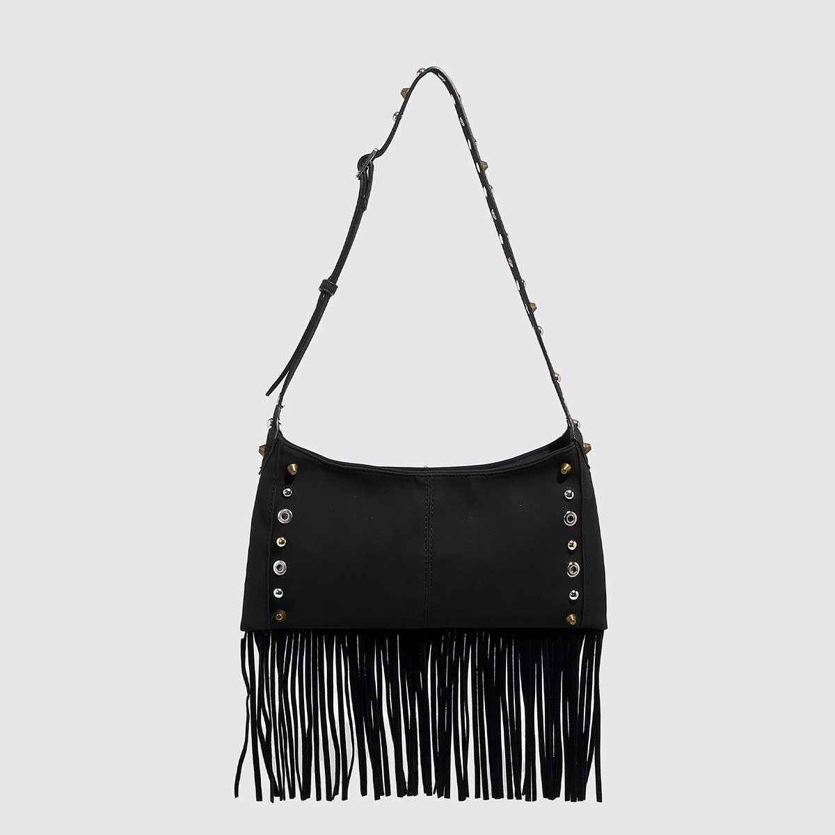 Boho Punk Studded Fringe Crossbody Bag_CWAB5685