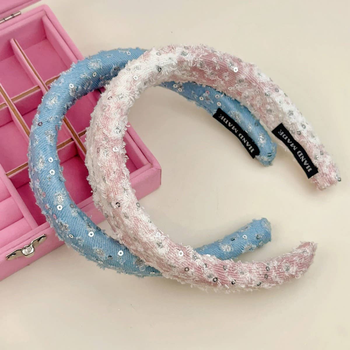 VINTAGE SEQUINED GIRLS DENIM HEADBAND