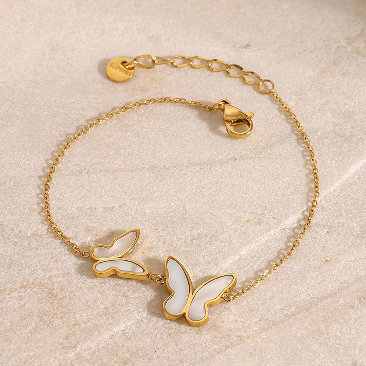 Elegant Shell Butterfly Bracelet, Stainless Steel