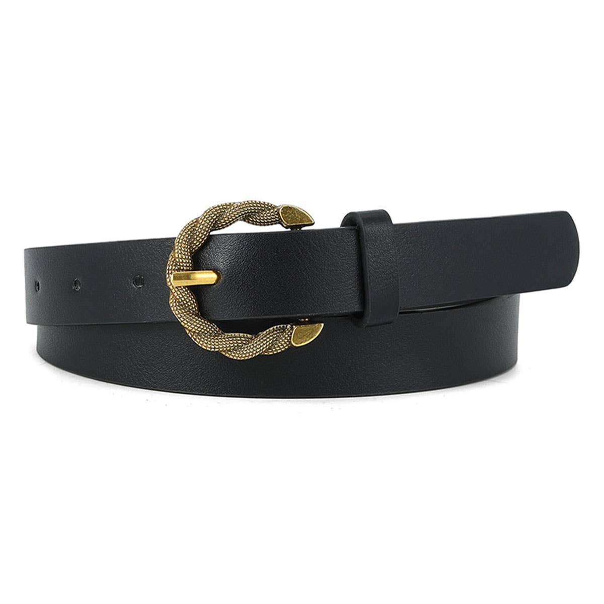 Snake-patterned pin buckle PU leather belt