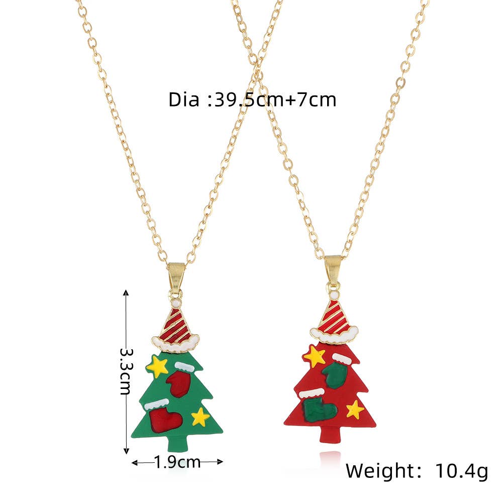 CHRISTMAS SNOWMAN CHRISTMAS TREE NECKLACE SET