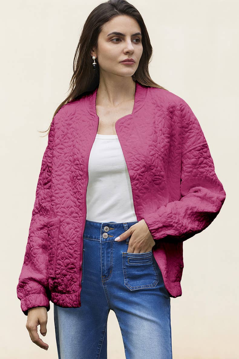Solid-color floral texture loose jacket