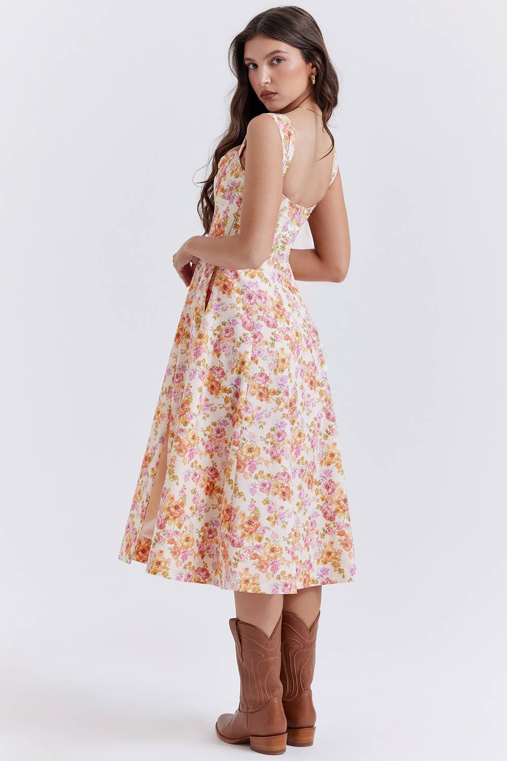 SKINNY SEXY SPLIT FLORAL DRESS WITH HALTER