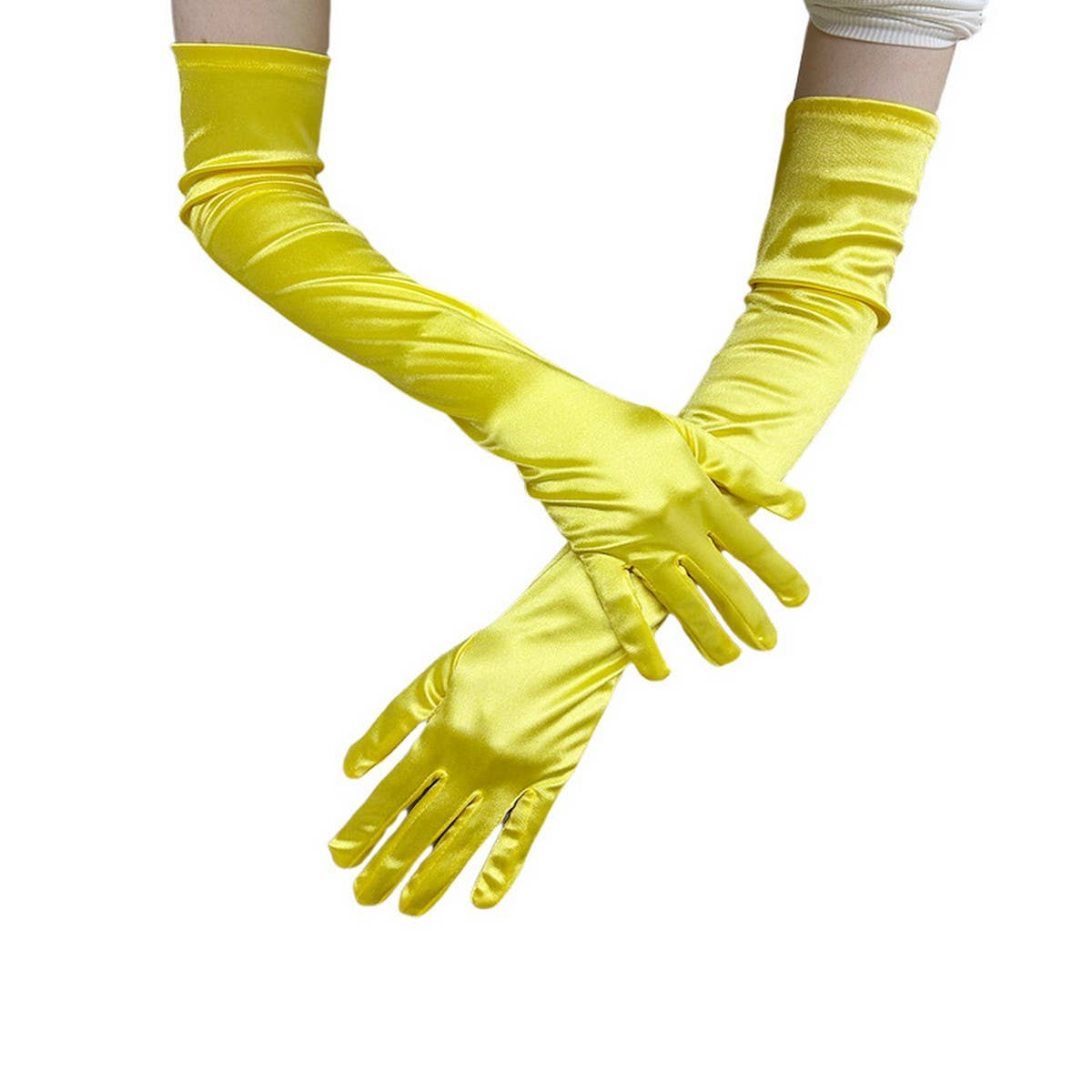 CWAG0289_1 PAIR LONG GLOVES WOMEN SATIN GLOVES