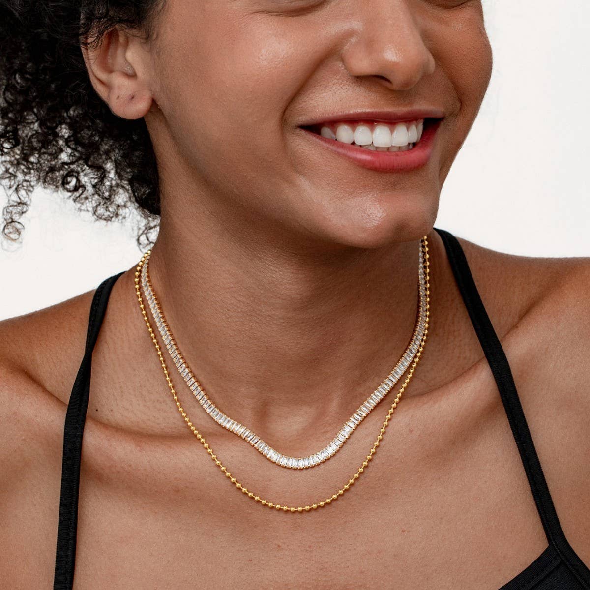 STACKED TWO-LAYER DIAMOND CHAIN NECKLACE_CWMM3623