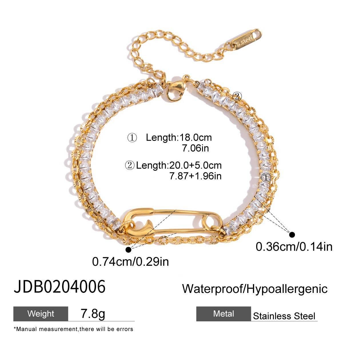 18K Gold Titanium Double Layer Paperclip Bracelet_CWAJE4685