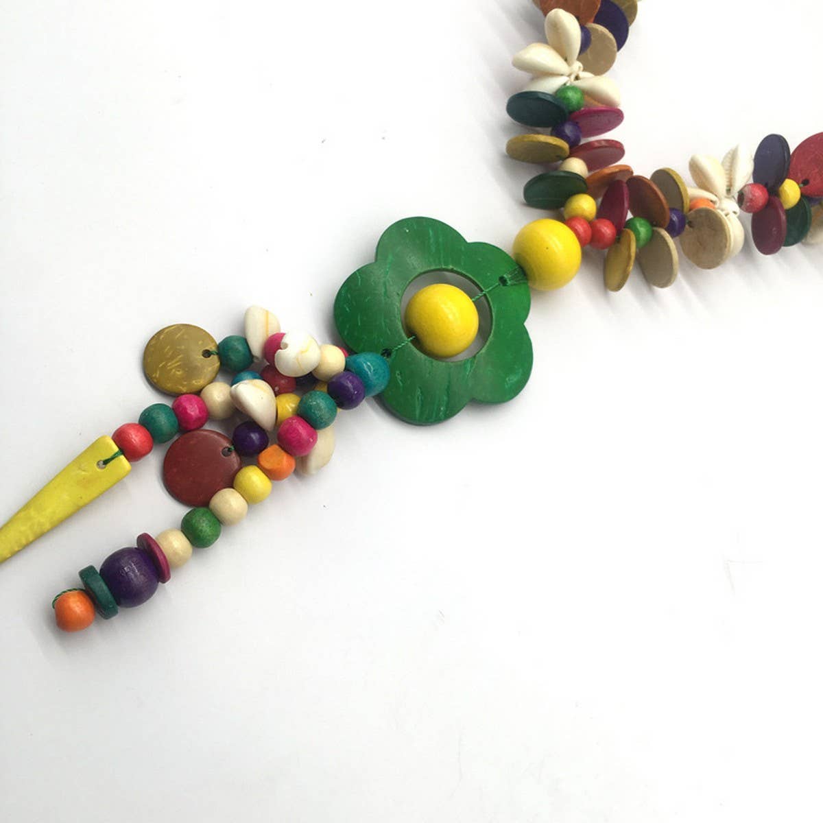 COCONUT SHELL COLORFUL WOODEN BEADS SHELL NECKLACE